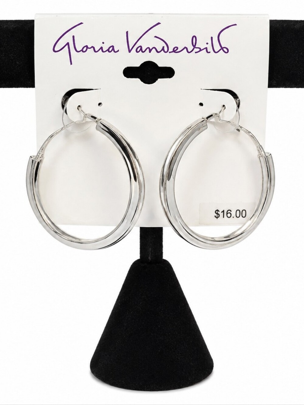 Gloria Vanderbilt 1.5" Silver Tone Hoop Earrings NWT